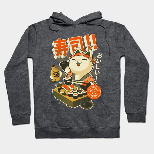 Sushi Chef - Cute Kitchen Kitty - Japanese Restaurant Hoodie by BlancaVidal